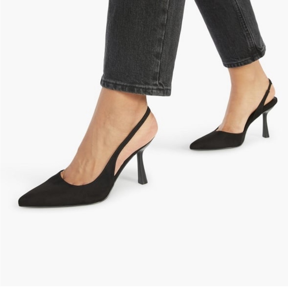 Black Suede 4” JustFab Sling Backs